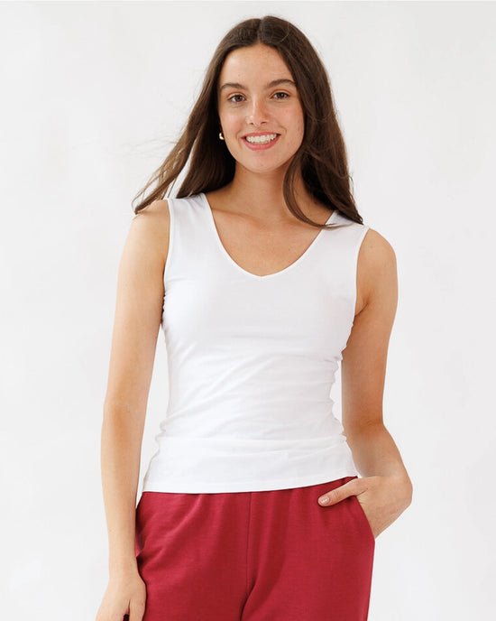Reversible Neckline Basic Layering Tank Top - Multiple Colors