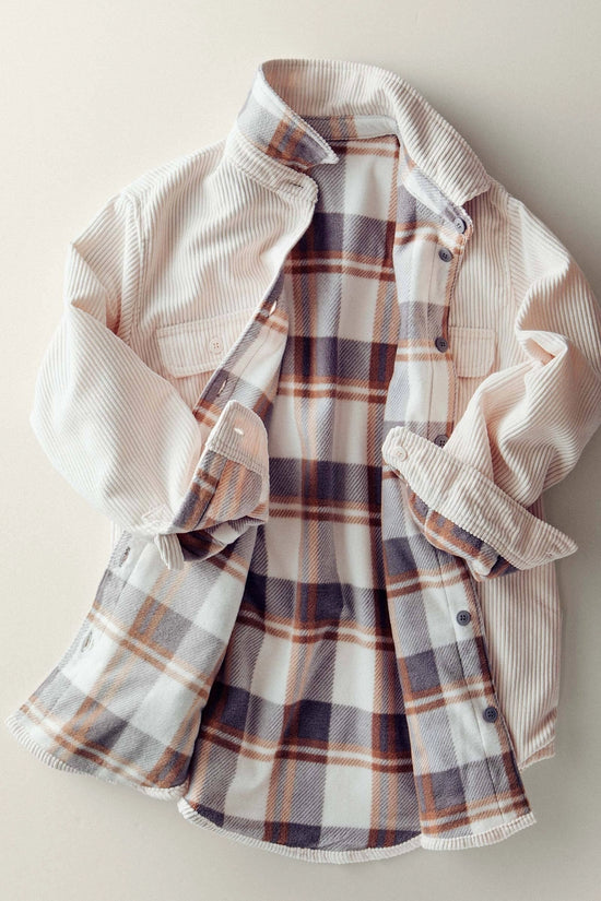 Plaid Lined Corduroy Shacket