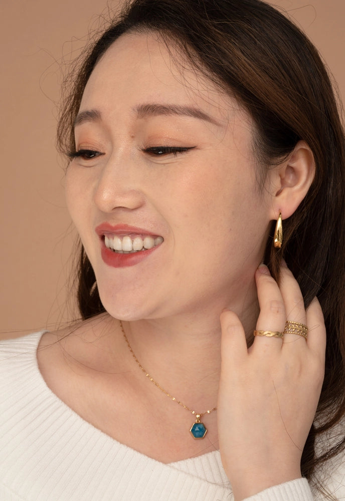 Gold Crescent Moon Thread Drop Earrings