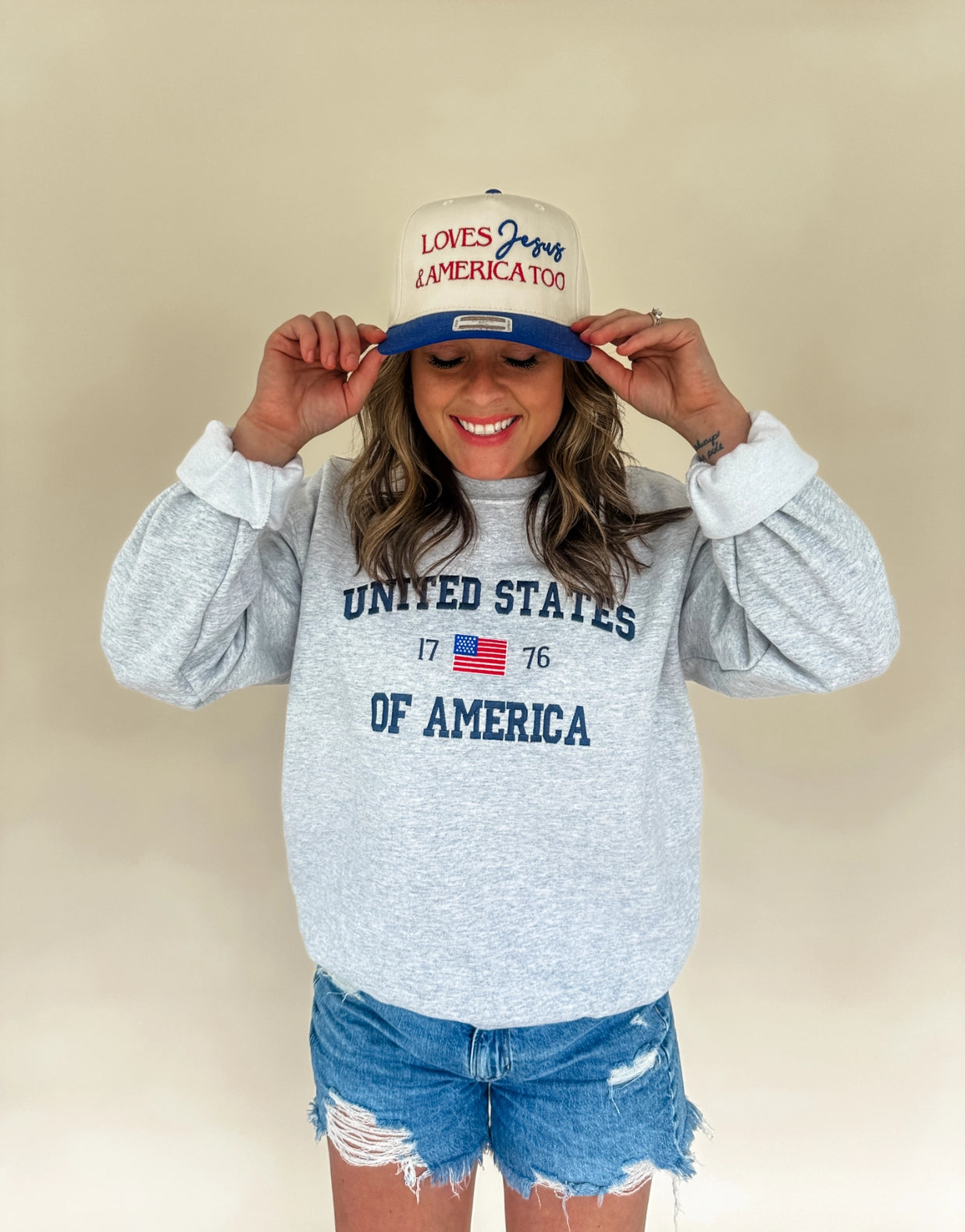 Loves Jesus & America Too Embroidered Trucker Hat