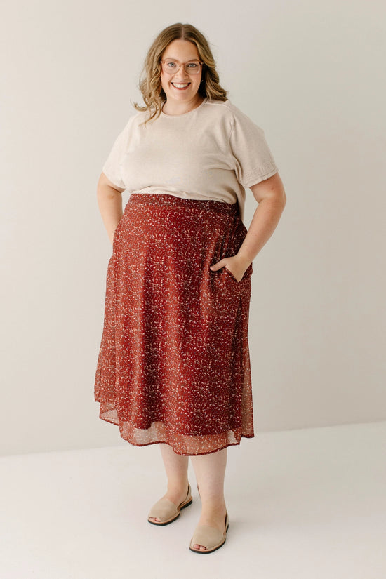 Chiffon Floral Midi Skirt