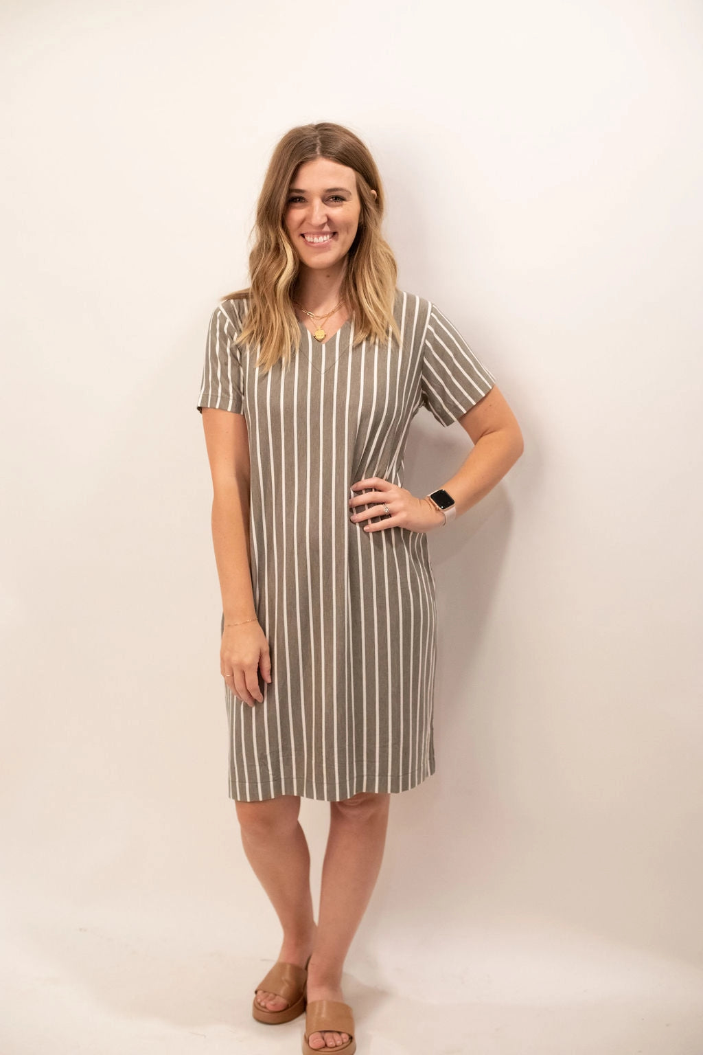 Basic Dress - Slate Stripe