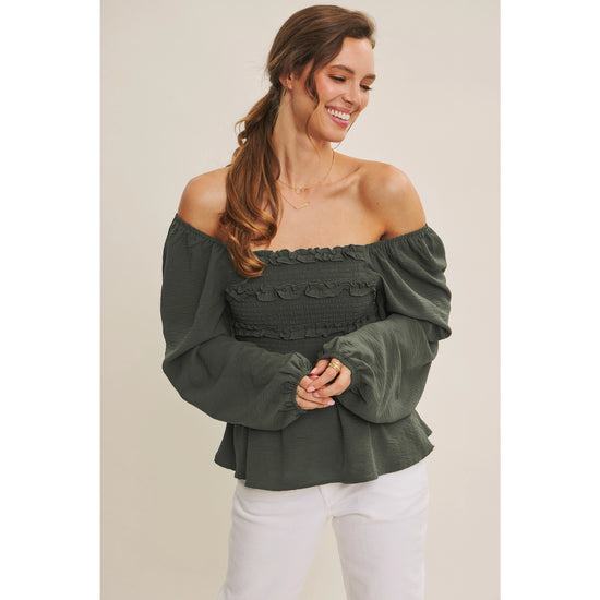 Convertible Smocked Babydoll Blouse