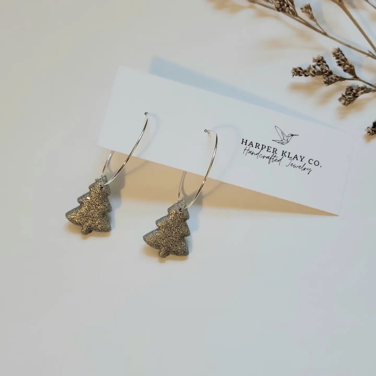 The Simply Tree Dangles - Polymer Clay Hoop Earrings