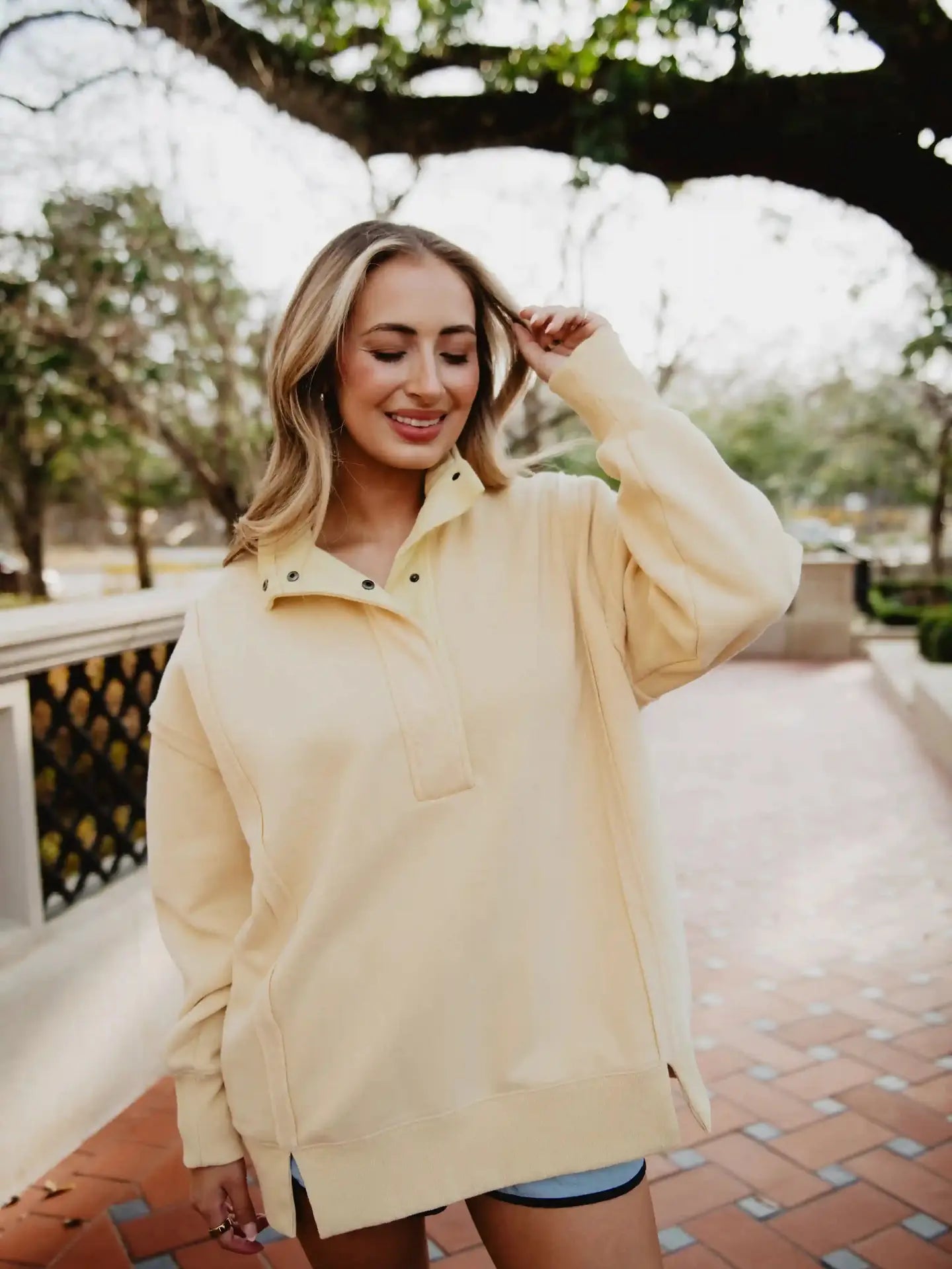 Yellow Vintage Wash Pullover Sweatshirt
