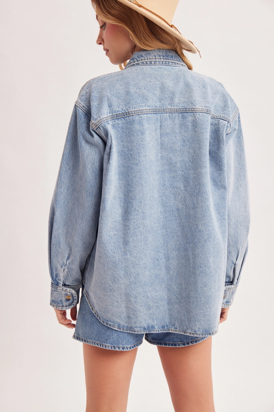 Washed Denim Button Down Shirt