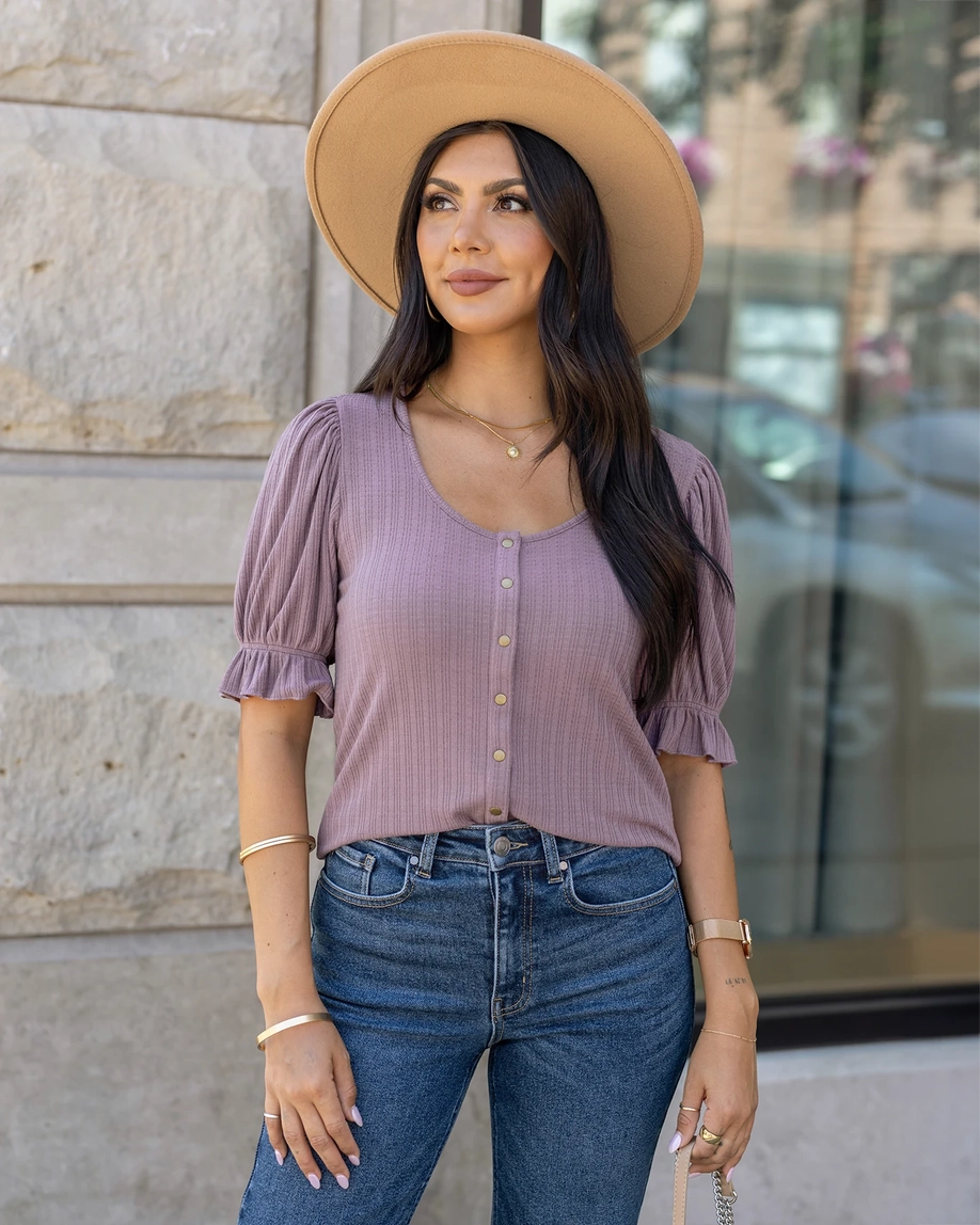 Scoop Neck Puff Sleeve Top