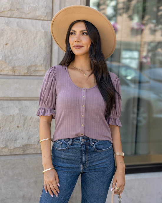 Scoop Neck Puff Sleeve Top