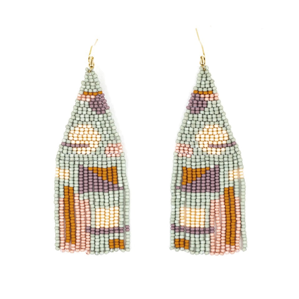 Load image into Gallery viewer, Beaded Shapes Fringe Earrings
