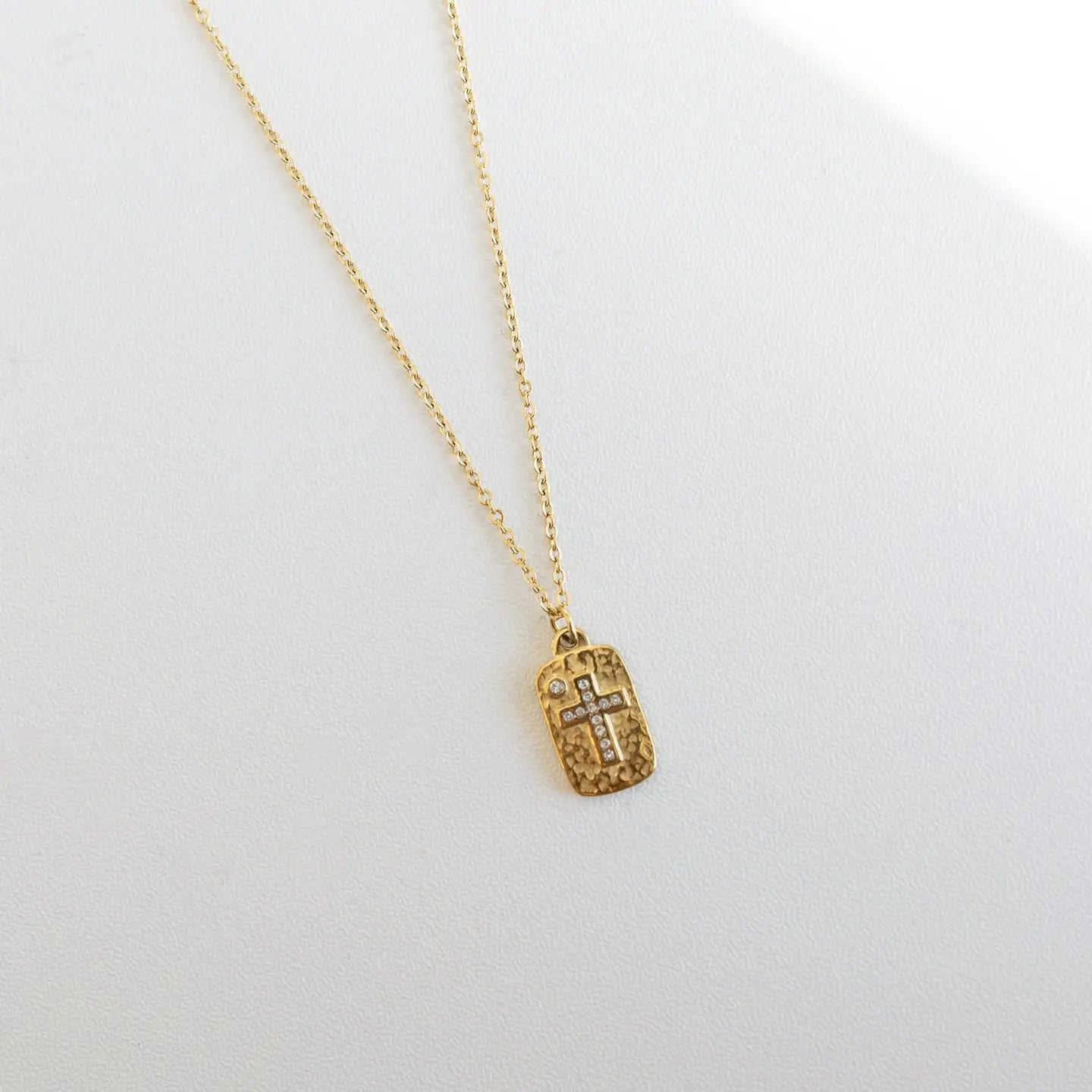 Petite Crystal Cross Pendant Necklace - Gold