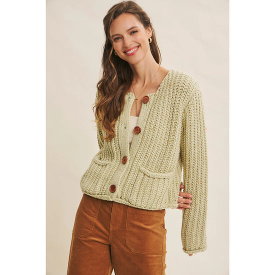 Chunky Sweater Cardigan with Buttons