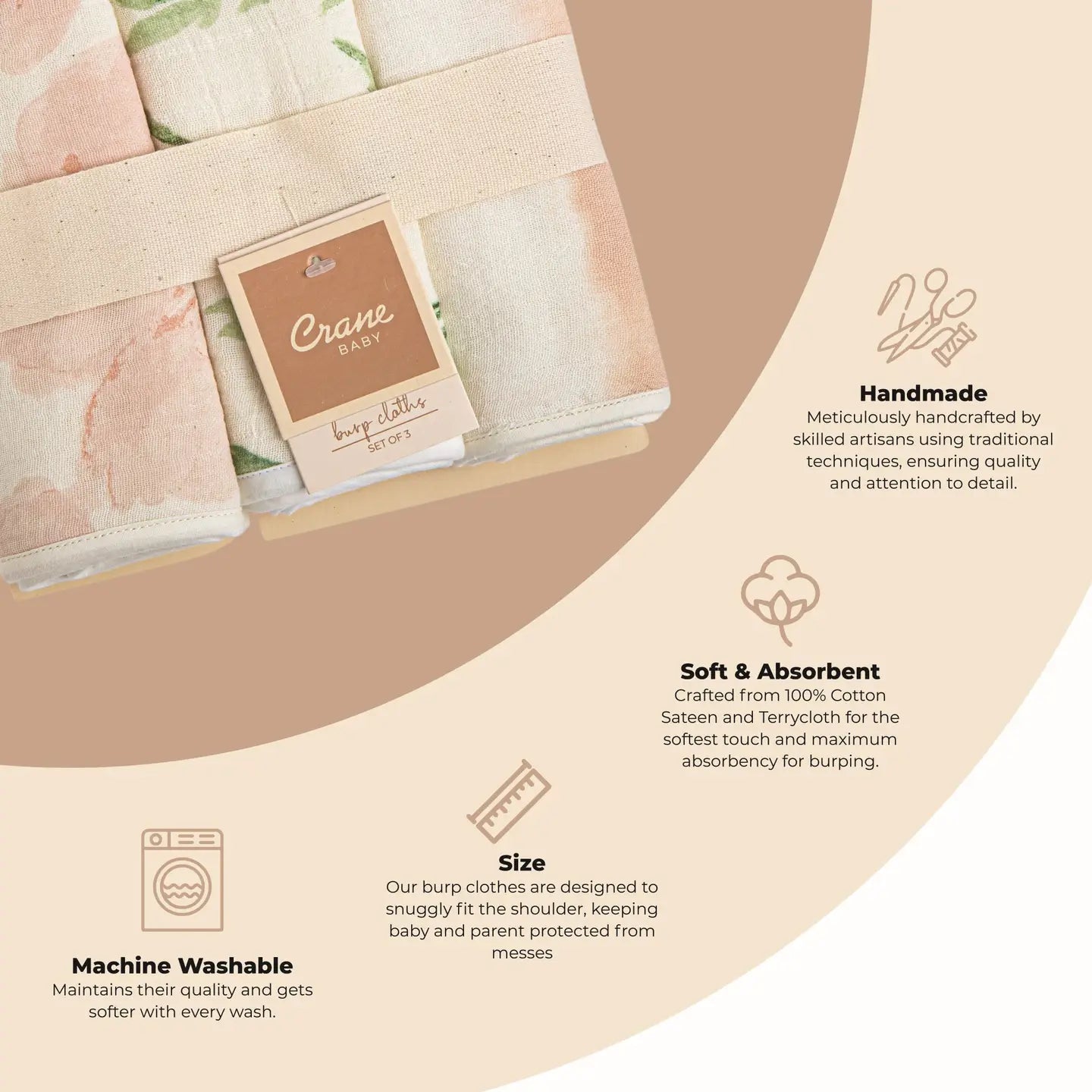 Parker Floral 3-pc. Burp Cloth Set