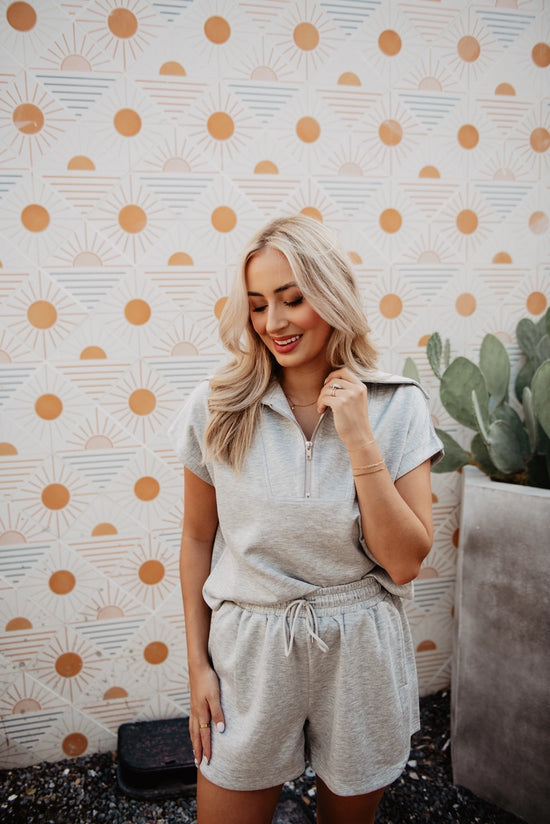 Gray Scuba Quarter Zip Top