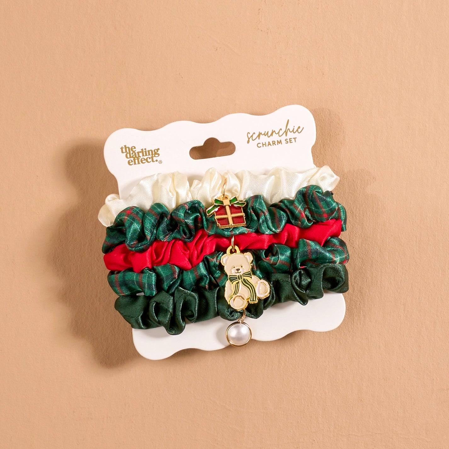 Evergreen Plaid Scrunchie Charm Set