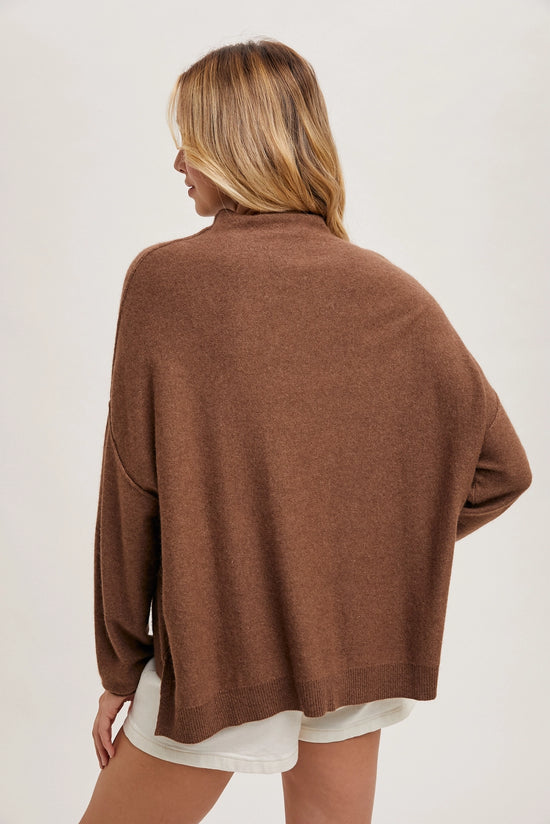 Oversized Slouch Neck Sweater - Mocha