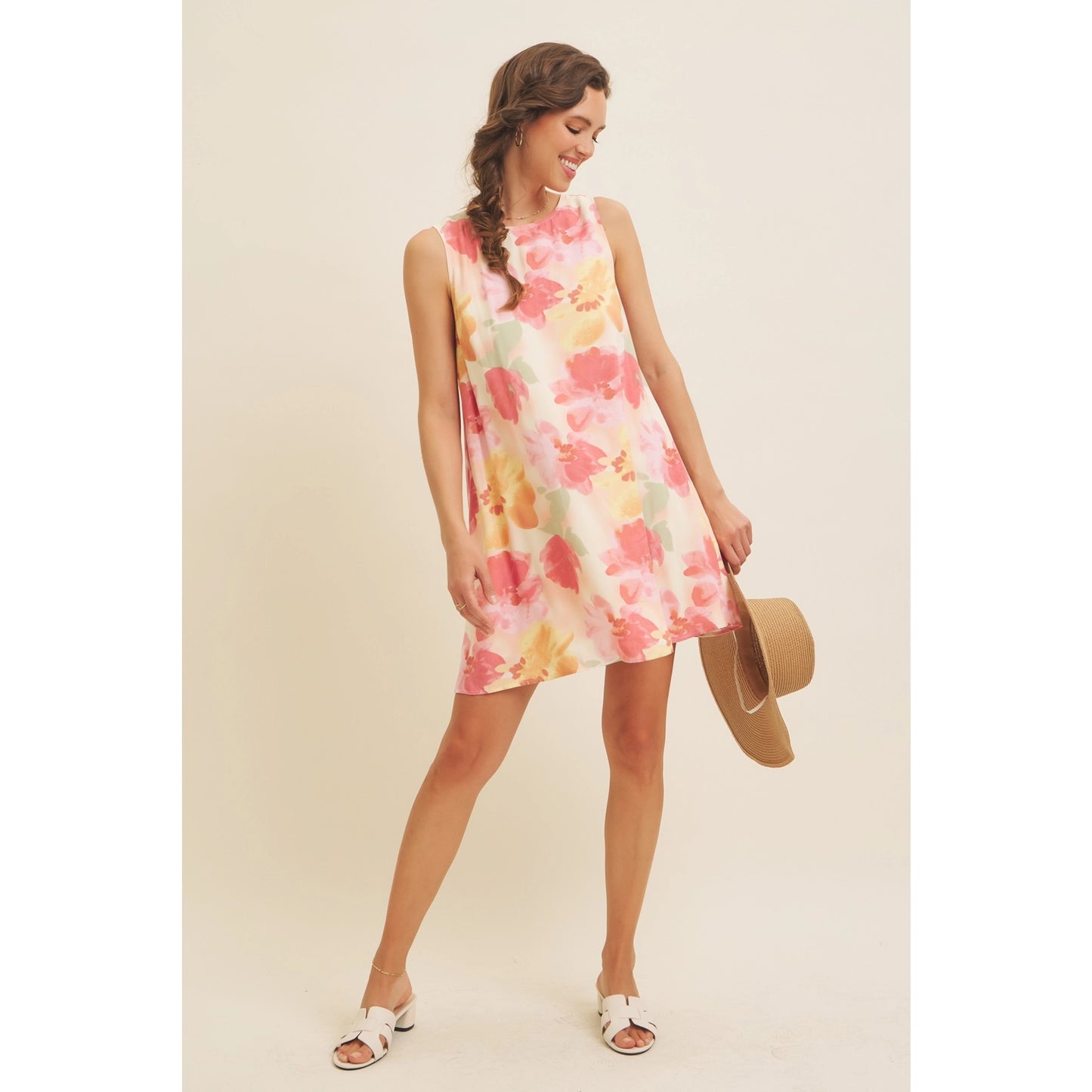 Floral Sleeveless Shift Mini Dress