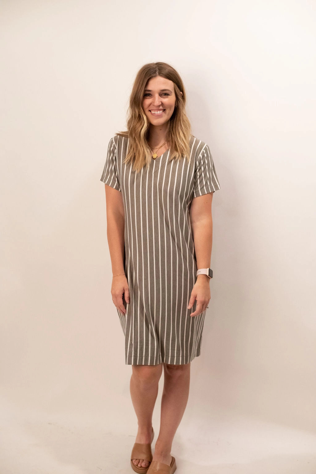 Basic Dress - Slate Stripe