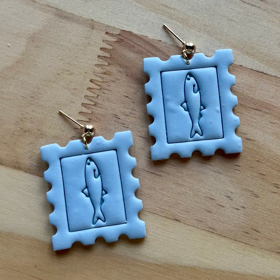 Fish Stamp Earrings