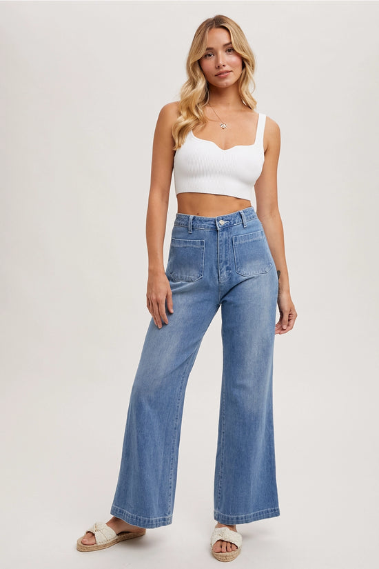 High Rise Wide Leg Denim Jeans