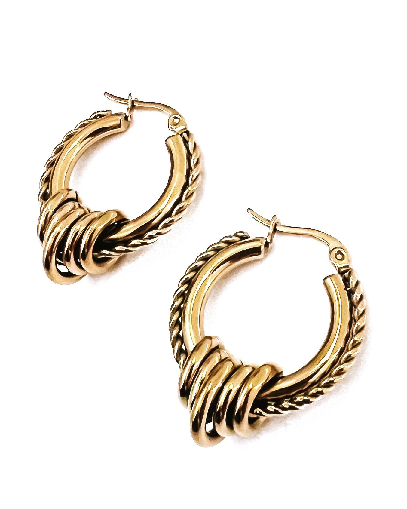 Edge Textured Gold Hoops