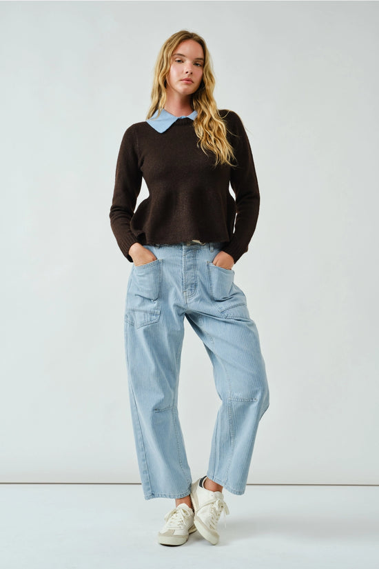 Barrel Denim Drawstring Pants | LIGHT JACQUARD