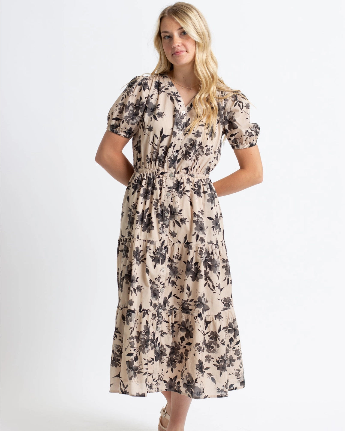 Nadine Floral Midi Fall Dress