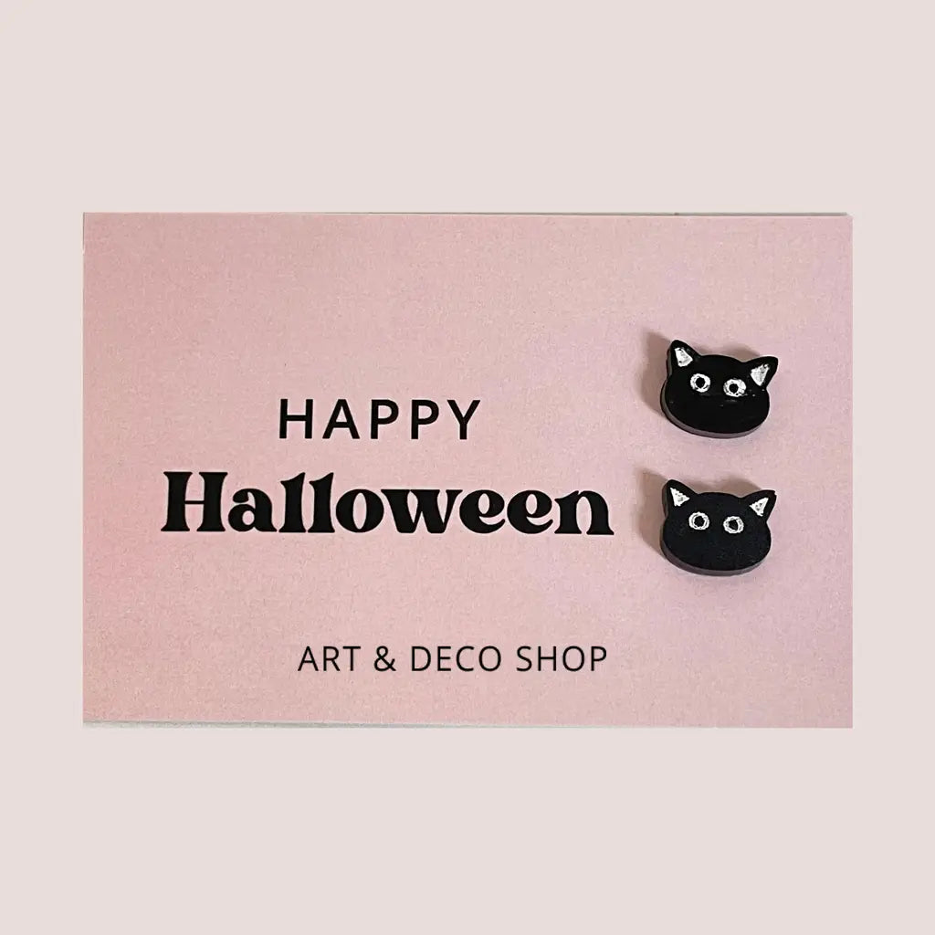 Cute Black Cat Stud Earrings