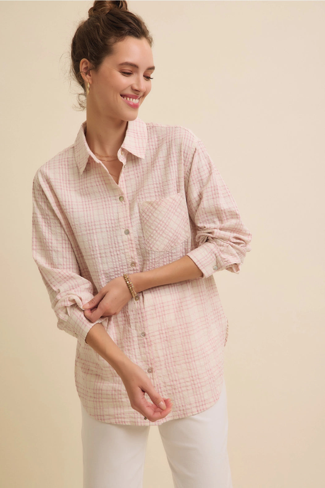 Textured Cotton Plaid Button-Down