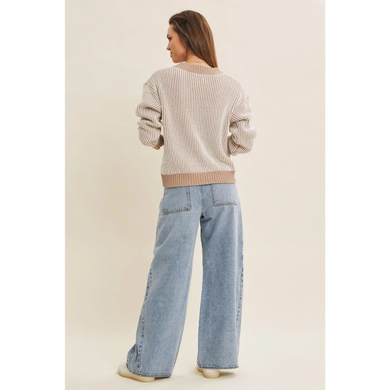 Two Tone Chenille Ribbed Sweater | Toffee