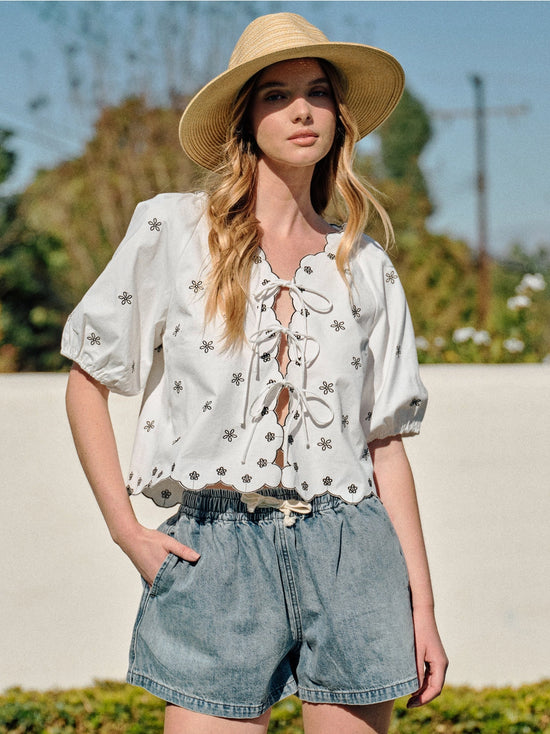Denim Drawstring Shorts