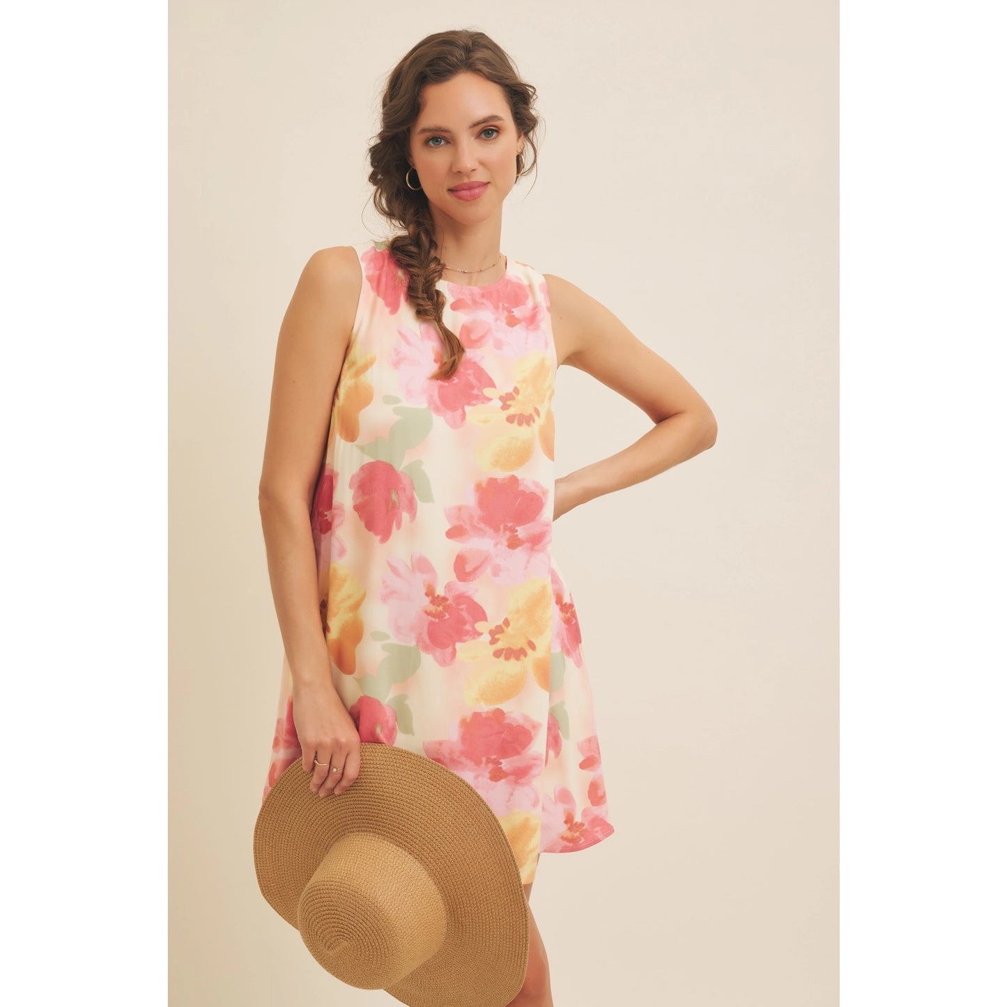 Floral Sleeveless Shift Mini Dress