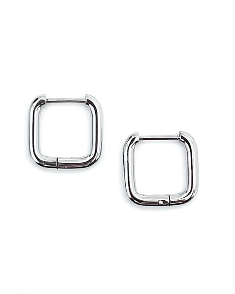 Enid Square Huggie Earring - Silver