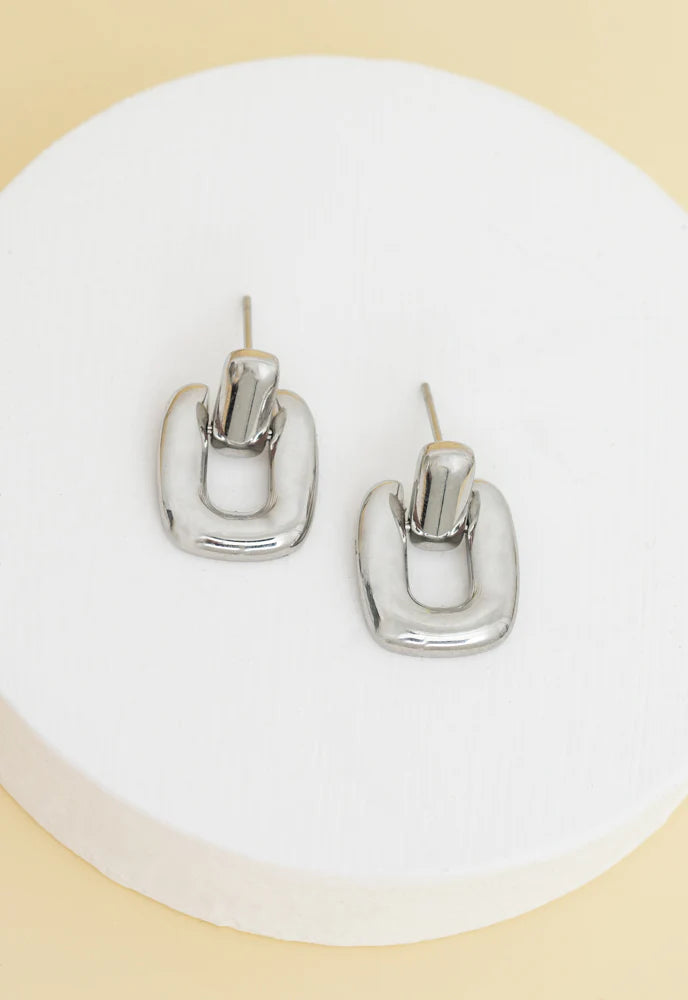 Load image into Gallery viewer, Buckled Up Silver Earrings
