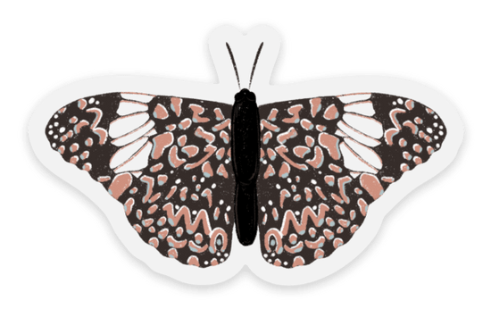 Mosaic Pink + Brown Butterfly Sticker