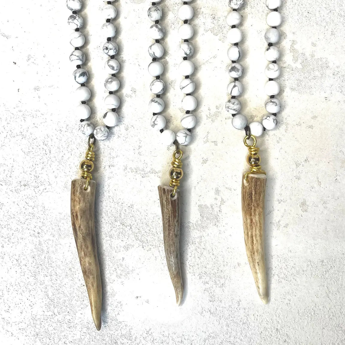 Deer Antler Gemstone Necklace White Howlite The Mustard Seed