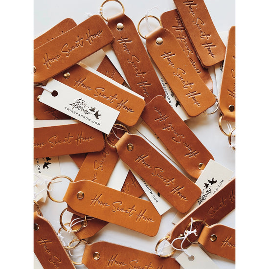 Load image into Gallery viewer, Home Sweet Home Leather Keychain - Multiple Variations Available
