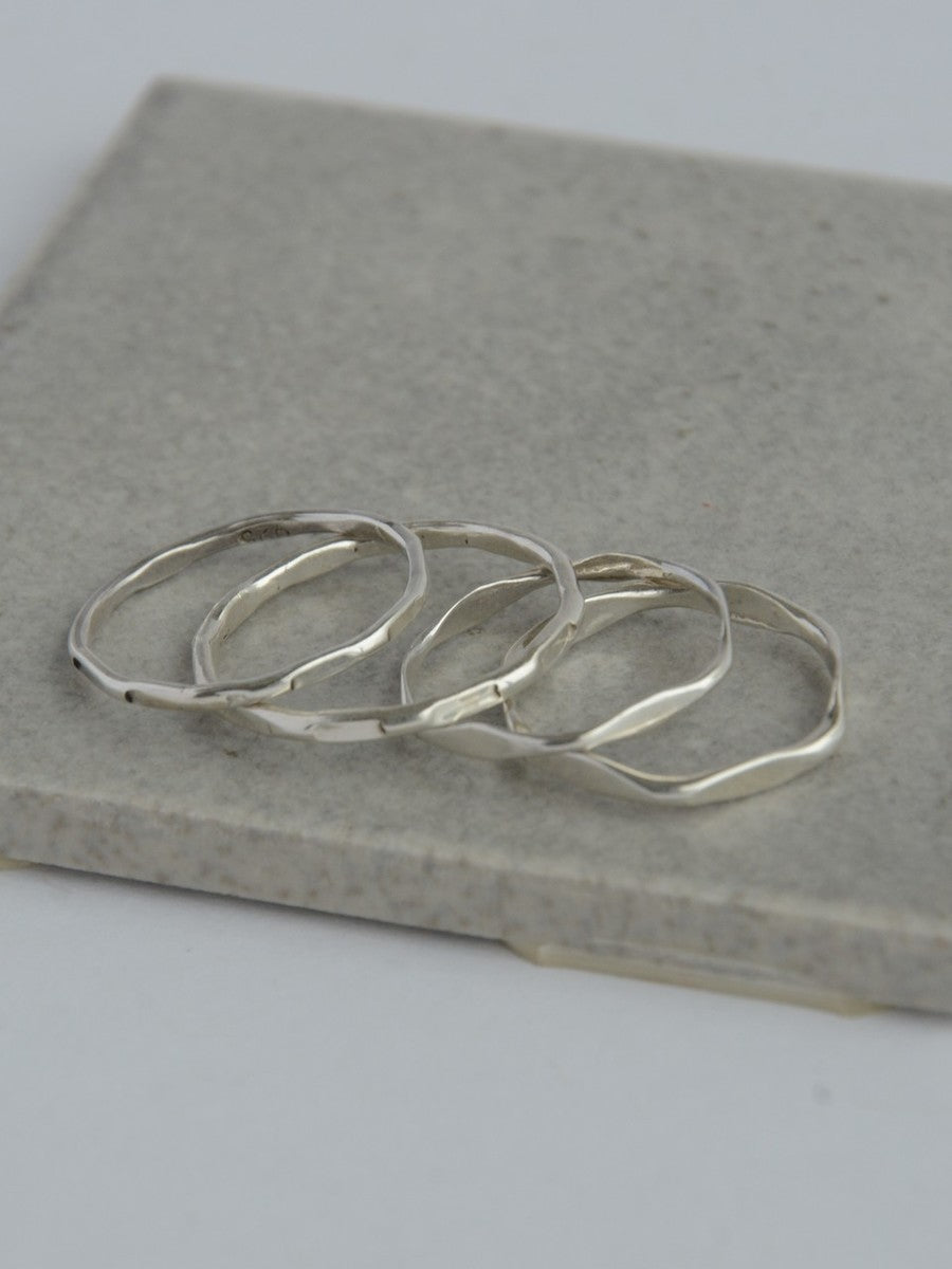 Sterling Stacking Rings - Thin Textured
