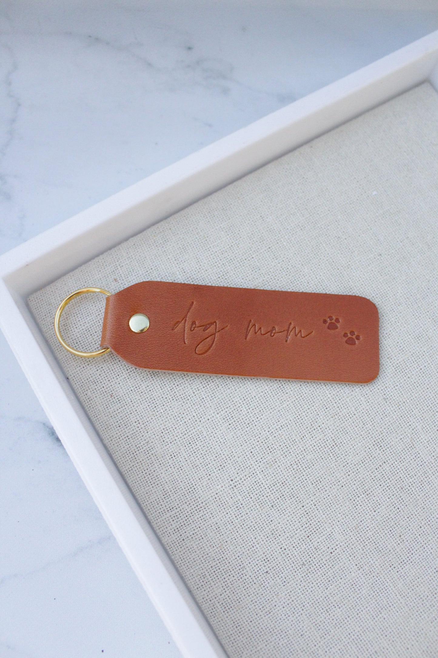 Load image into Gallery viewer, Dog Mom Leather Keychain - Multiple Variations Available
