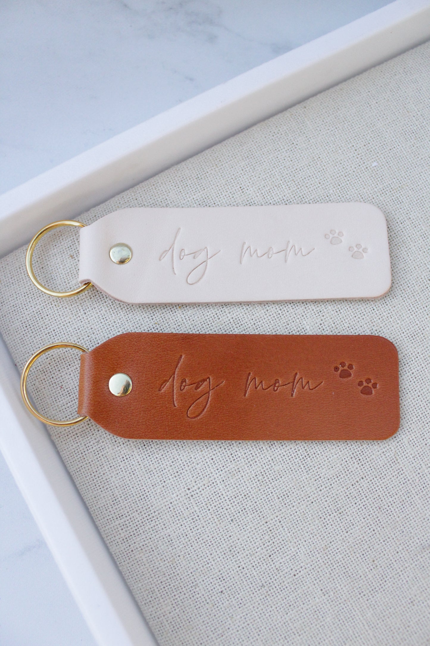 Dog Mom Leather Keychain - Multiple Variations Available