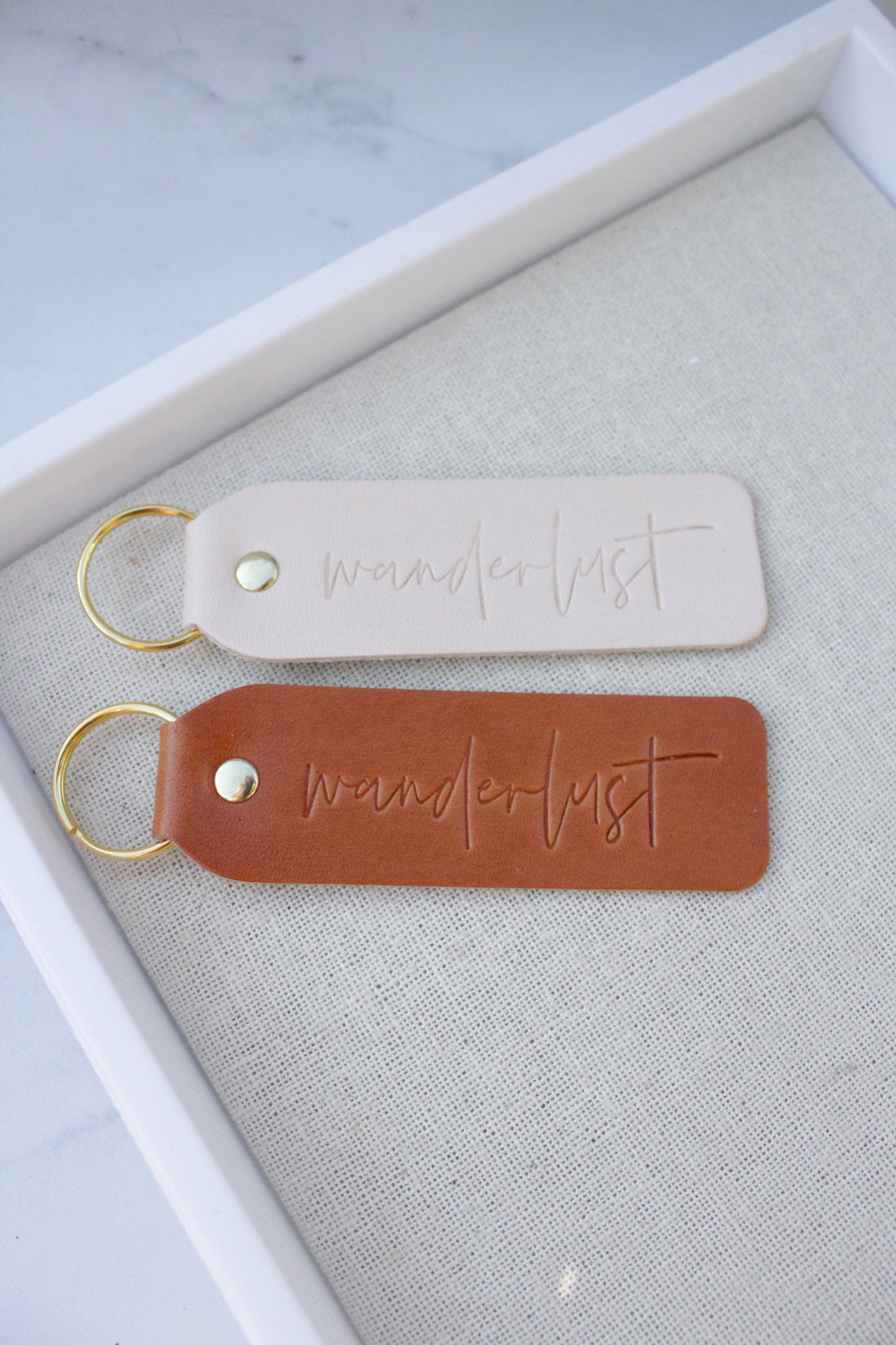 Wanderlust Leather Keychain - Multiple Variations Available
