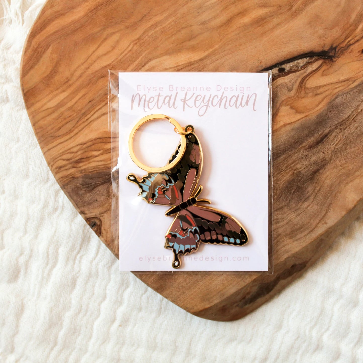 Load image into Gallery viewer, Pink Swallowtail Metal Keychain
