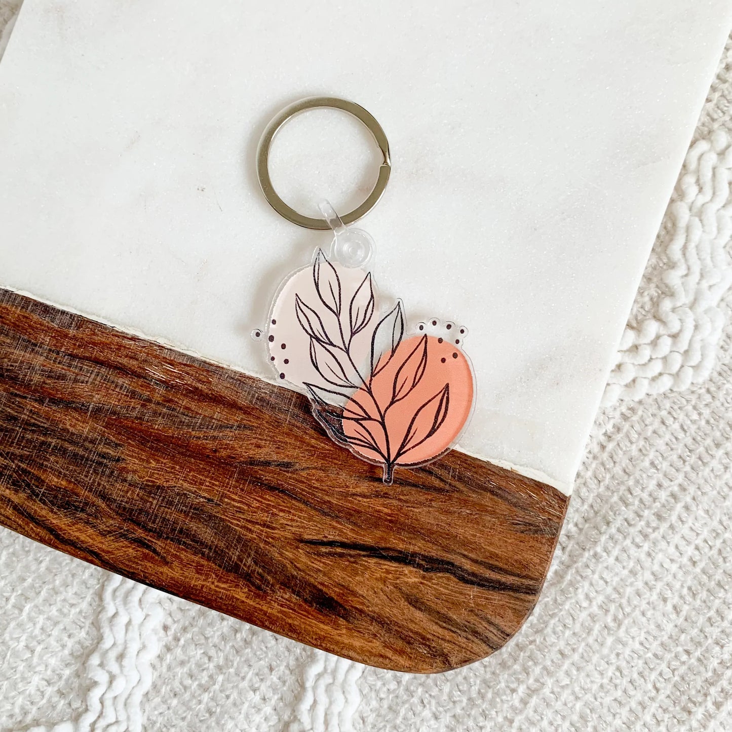 Pink Leaves Keychain