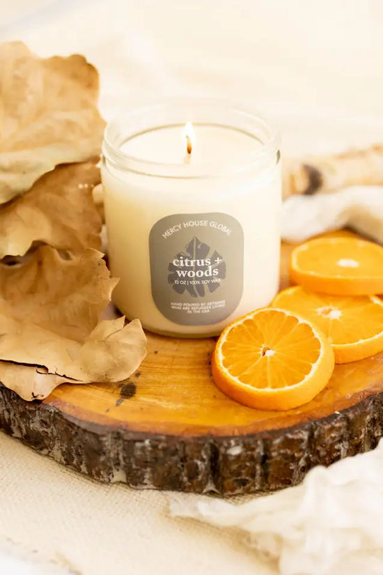 Load image into Gallery viewer, Citrus + Woods Candle - 12oz.
