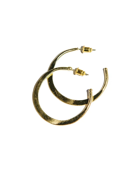 Load image into Gallery viewer, Gold Hammered Hoops - Medium (1.5&amp;quot;)
