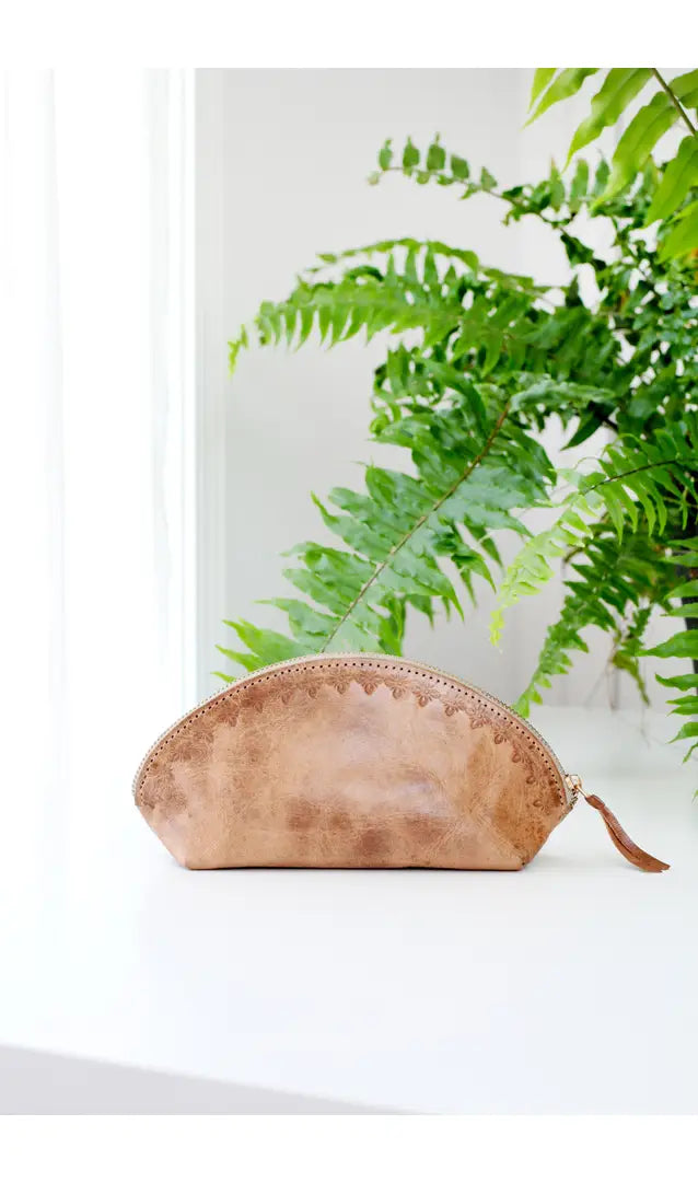 Stamped Leather Toiletry Bag - Small
