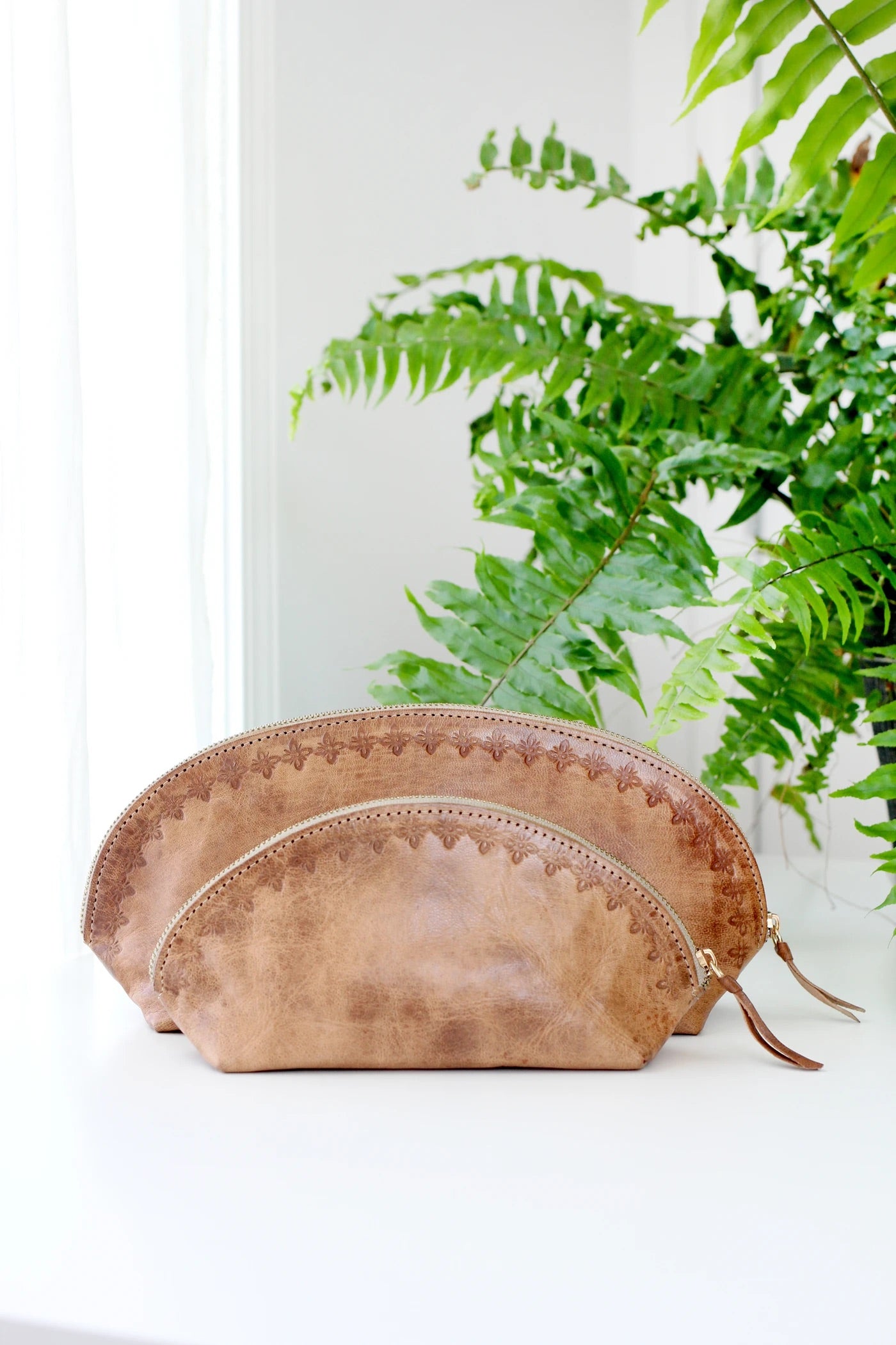 Stamped Leather Toiletry Bag - Large