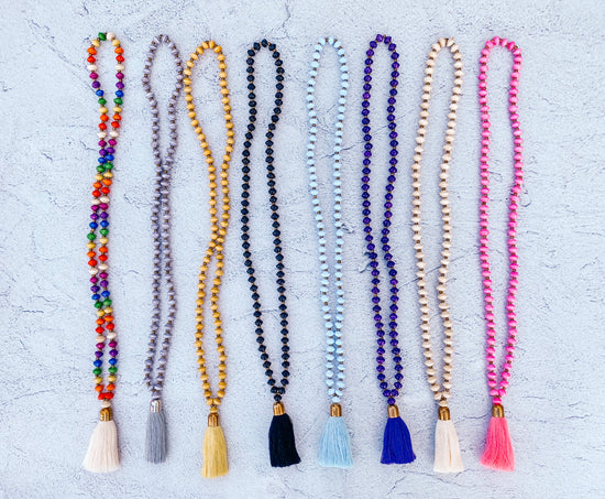 Kids Paper Bead Tassel Necklace - Multiple Colors Available