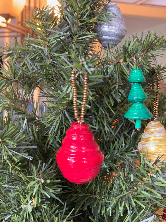 Load image into Gallery viewer, Paper Bead Ball Ornament - Multiple Colors Available
