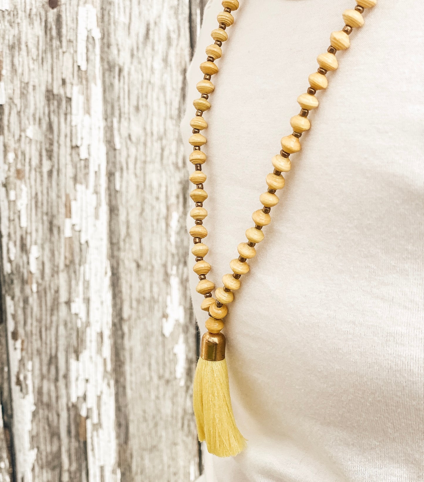 Load image into Gallery viewer, Kids Paper Bead Tassel Necklace - Multiple Colors Available
