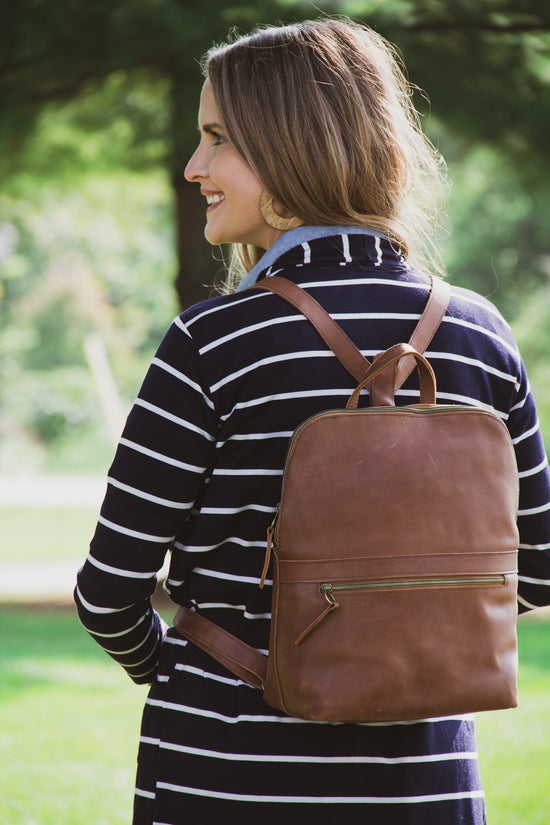 Elegant Ladies Leather Rucksack Bag Brown Leather Backpack Purse –  igemstonejewelry